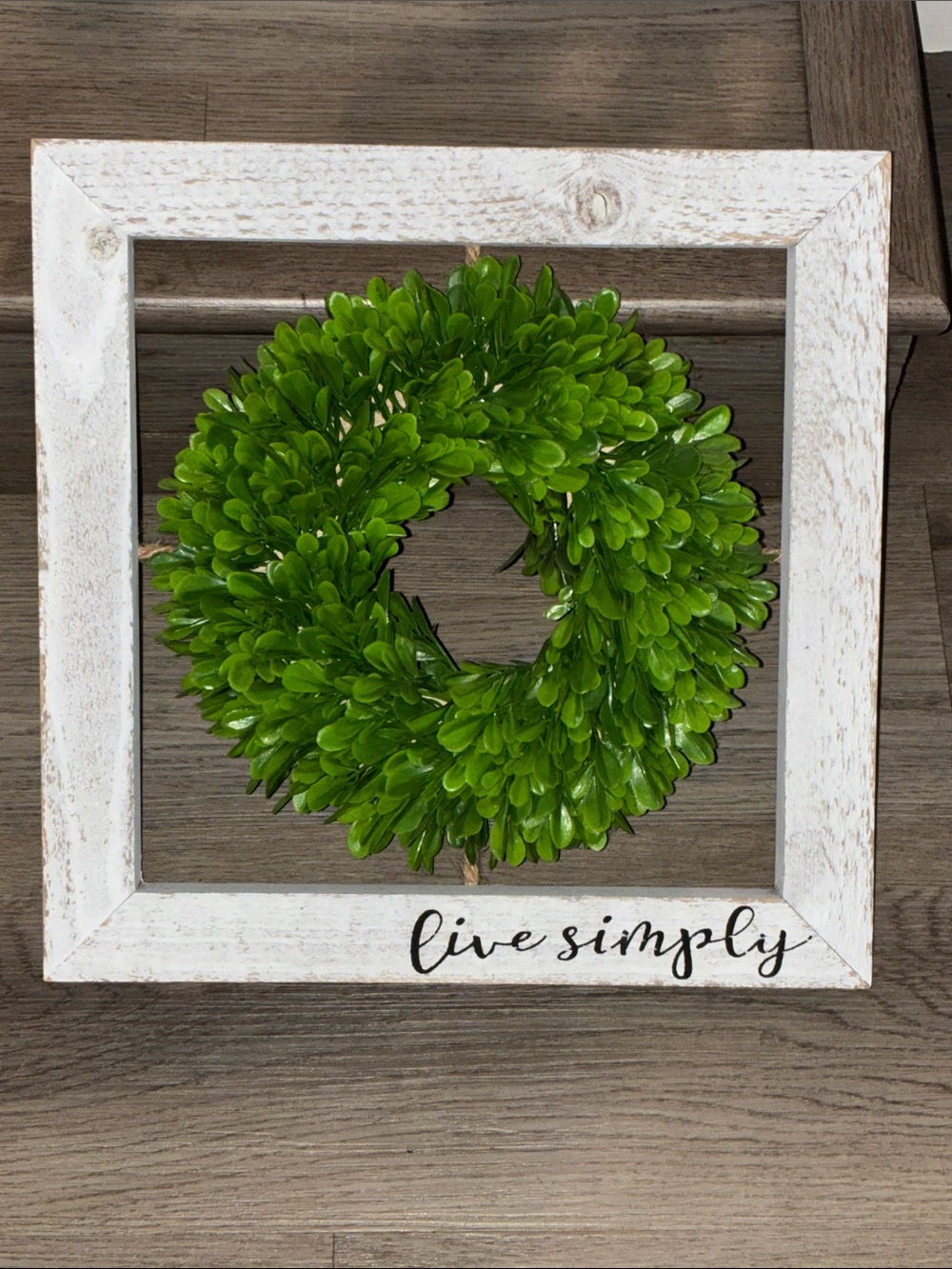 Kirklands Home "Live Simply" Farmhouse Wall Decor with Boxwood Wreath